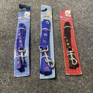 Champion Dog Leash Lot Paw Print Small Large Blue Black 3 Pieces Pet Supplies